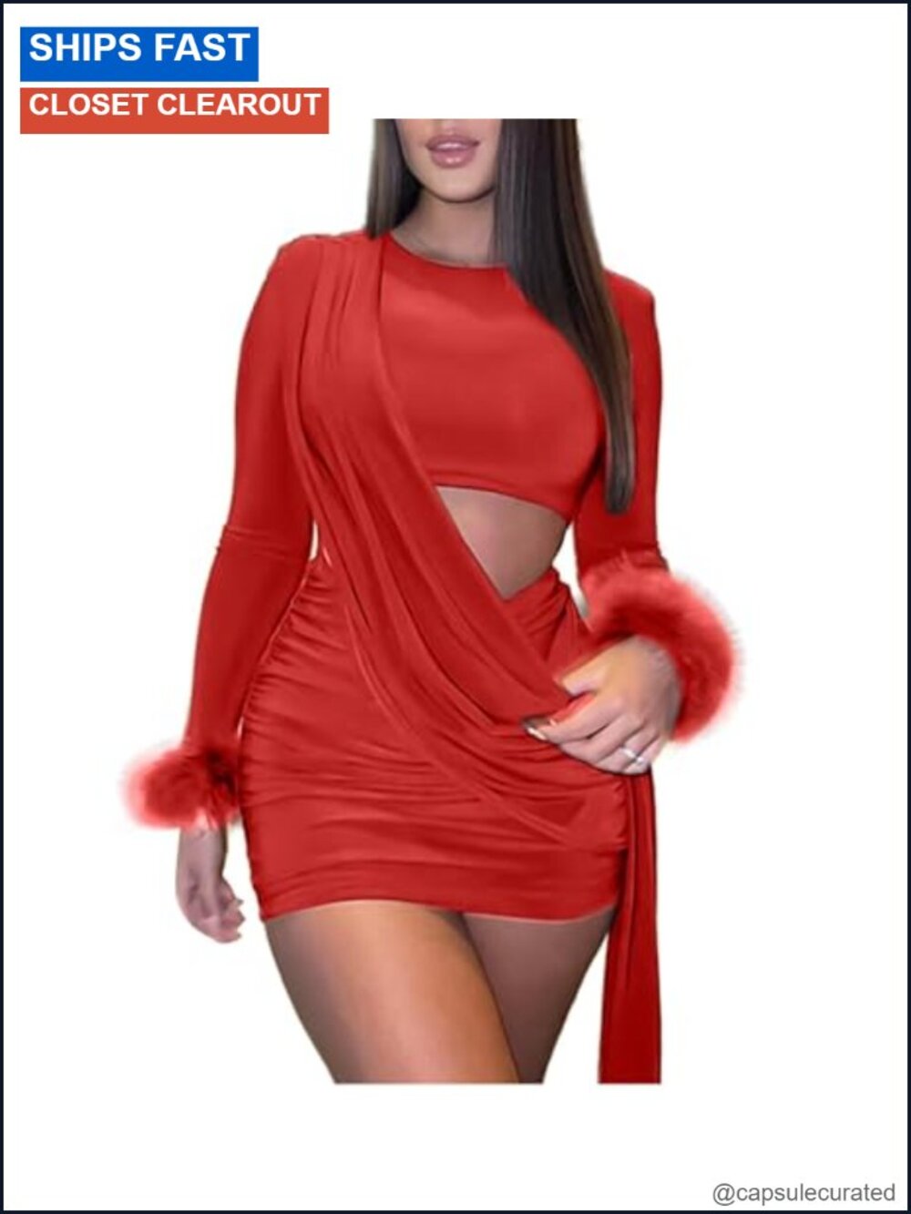 Women's Sexy Bodycon Mini Dress Long Sleeve Ruched Club Party